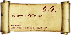 Oblatt Füzike névjegykártya